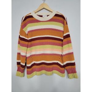 True Craft Knitted Striped Multicolored‎ Womens Medium Sweater